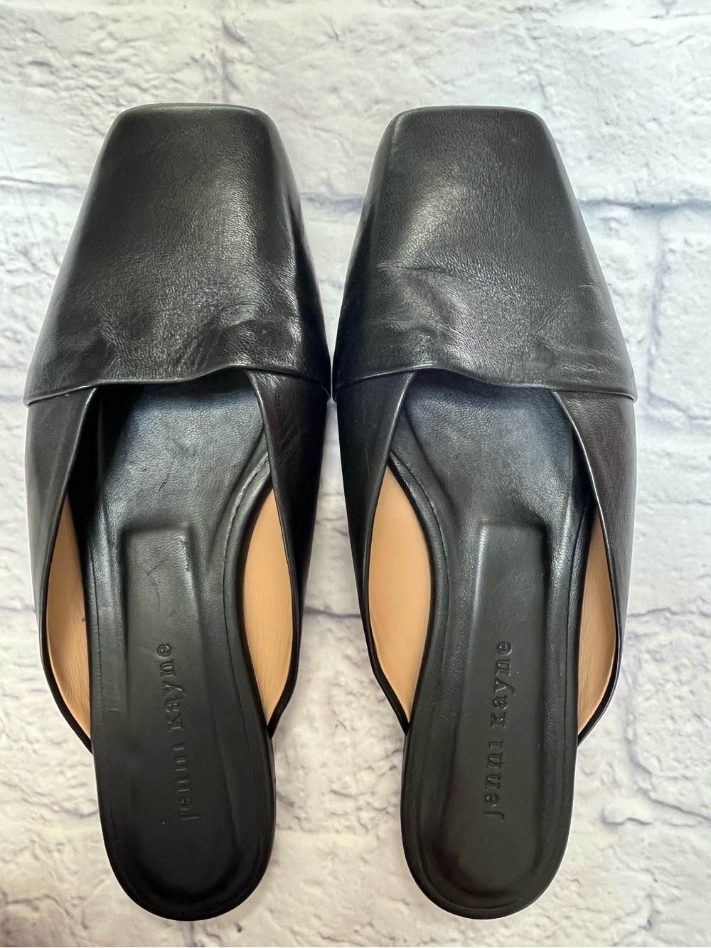JENNI KAYNE Mia Mule Black Leather square toe slide Italy Sz 40, 9 - Picture 2 of 7